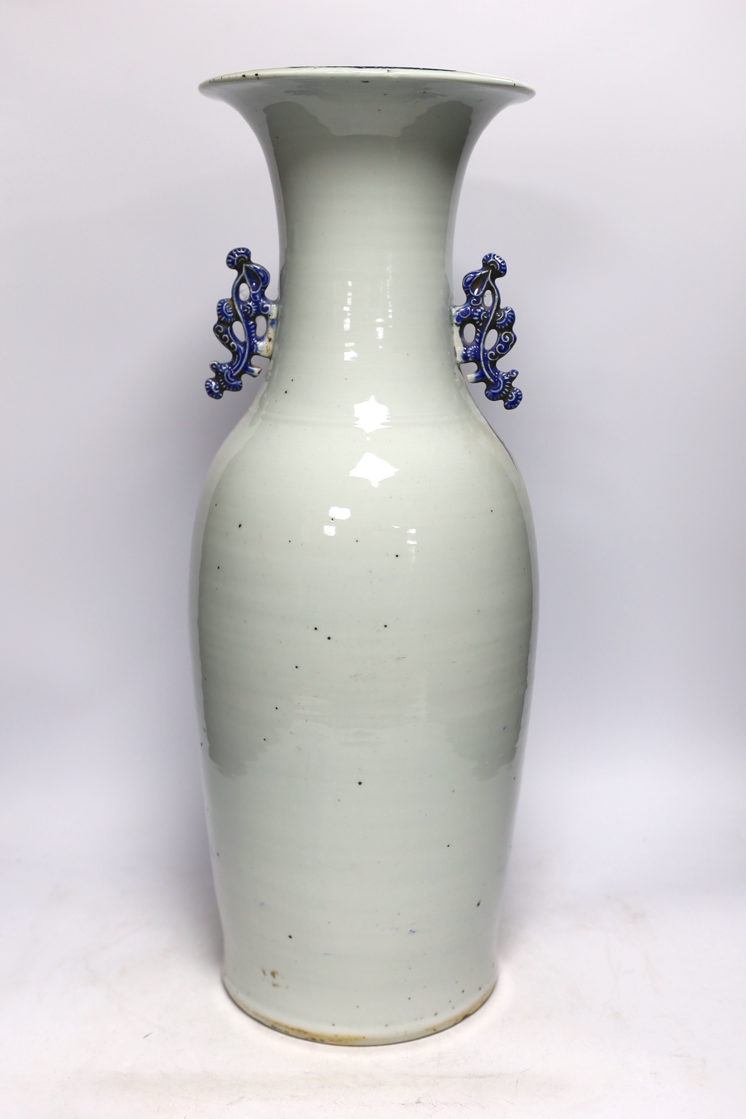 A large Chinese blue and white ‘phoenix and leaping carp’ baluster vase, late 19th century, 59cm high